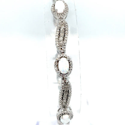925 Sterling Silver Women’s 7.5 Synthetic Opal Bracelet 13.55g .21CTW2