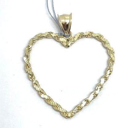 10k Yellow Gold Open Rope Heart Pendant 3.20g  - Women’s0