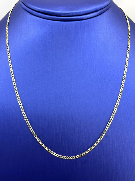 2mm SOLID 14K GOLD MEN'S WOMEN'S CUBAN LINK CHAIN NECKLACE 18” 3.7g Brand New0