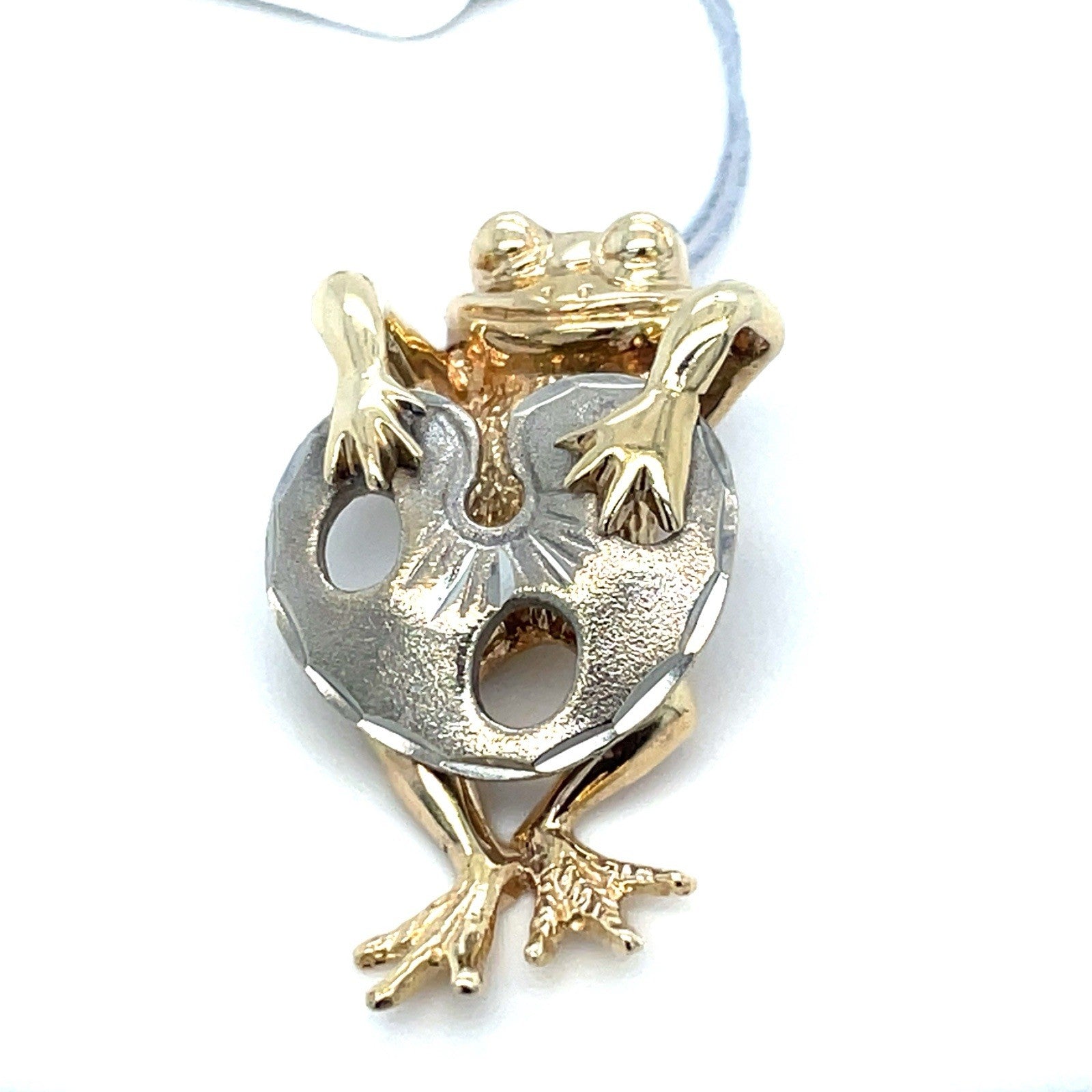 14k Two Tone Gold Womens Frog Pendant 4.70g0