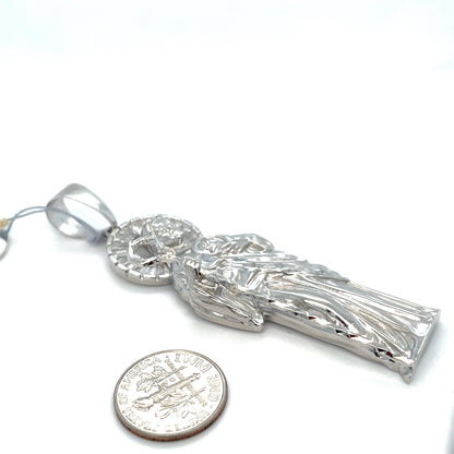 925 Sterling Silver CZ Large San Judas Pendant 16.60g2