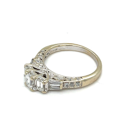 14K White Gold Women’s Diamond Ring 4.3g 1.2CTW Size 73