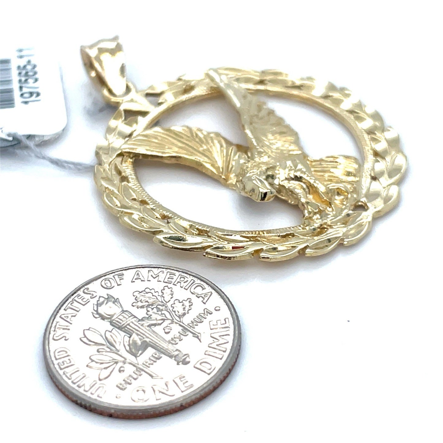 14k Yellow Gold Round Open Eagle Pendant 6.50g 2