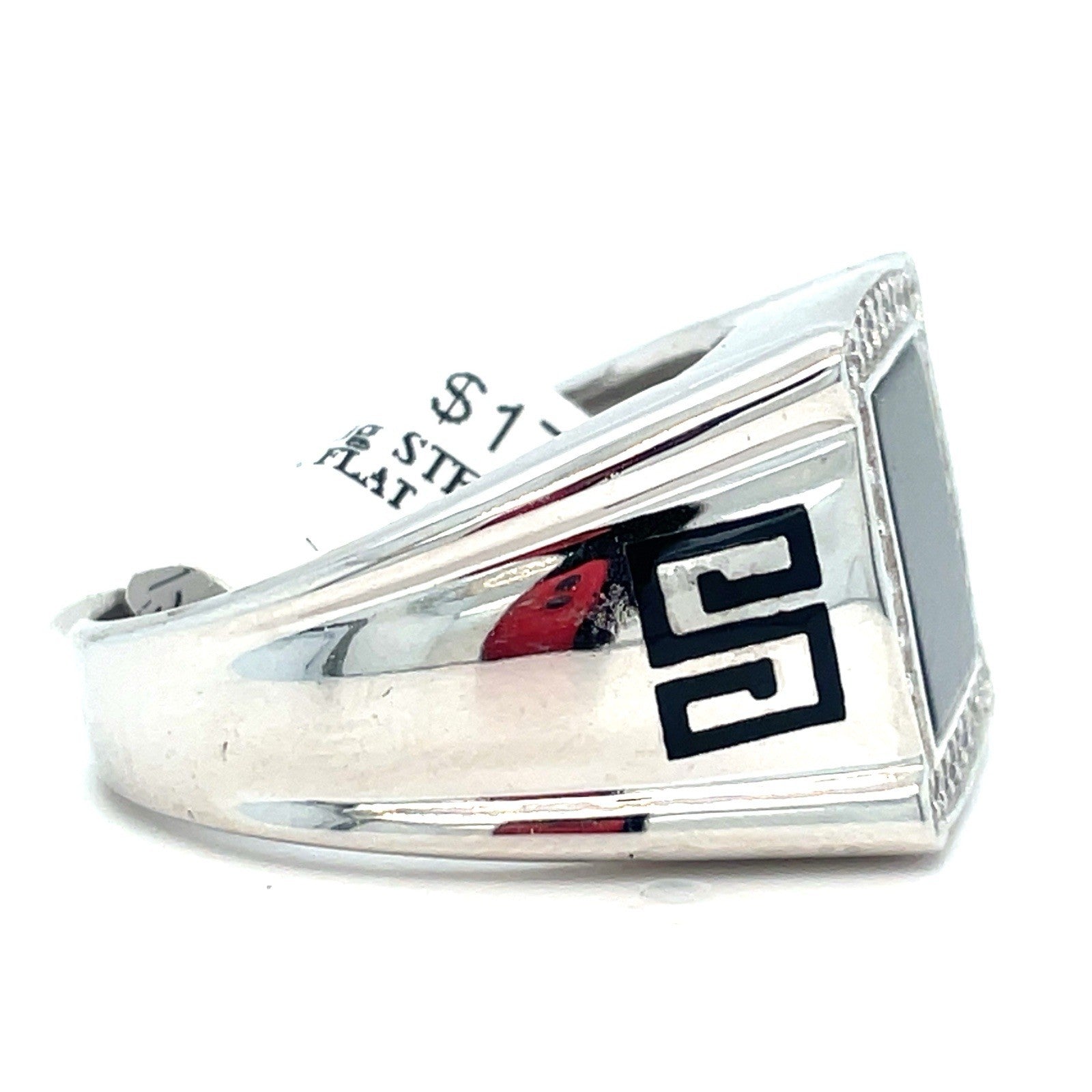 925 Sterling Silver Men’s CZ Square Black Onyx Ring 10.70g Size 111