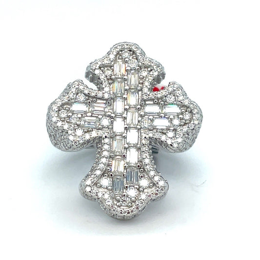 925 Sterling Silver Moissanite Cross Ring 14.20g 4.85CTW Size 100