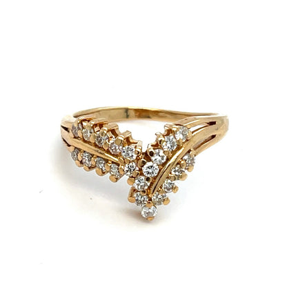 14k Yellow Gold Diamond V Shape Ring 3.90g H Color SI 1 Clarity .52CTW Size 7.750