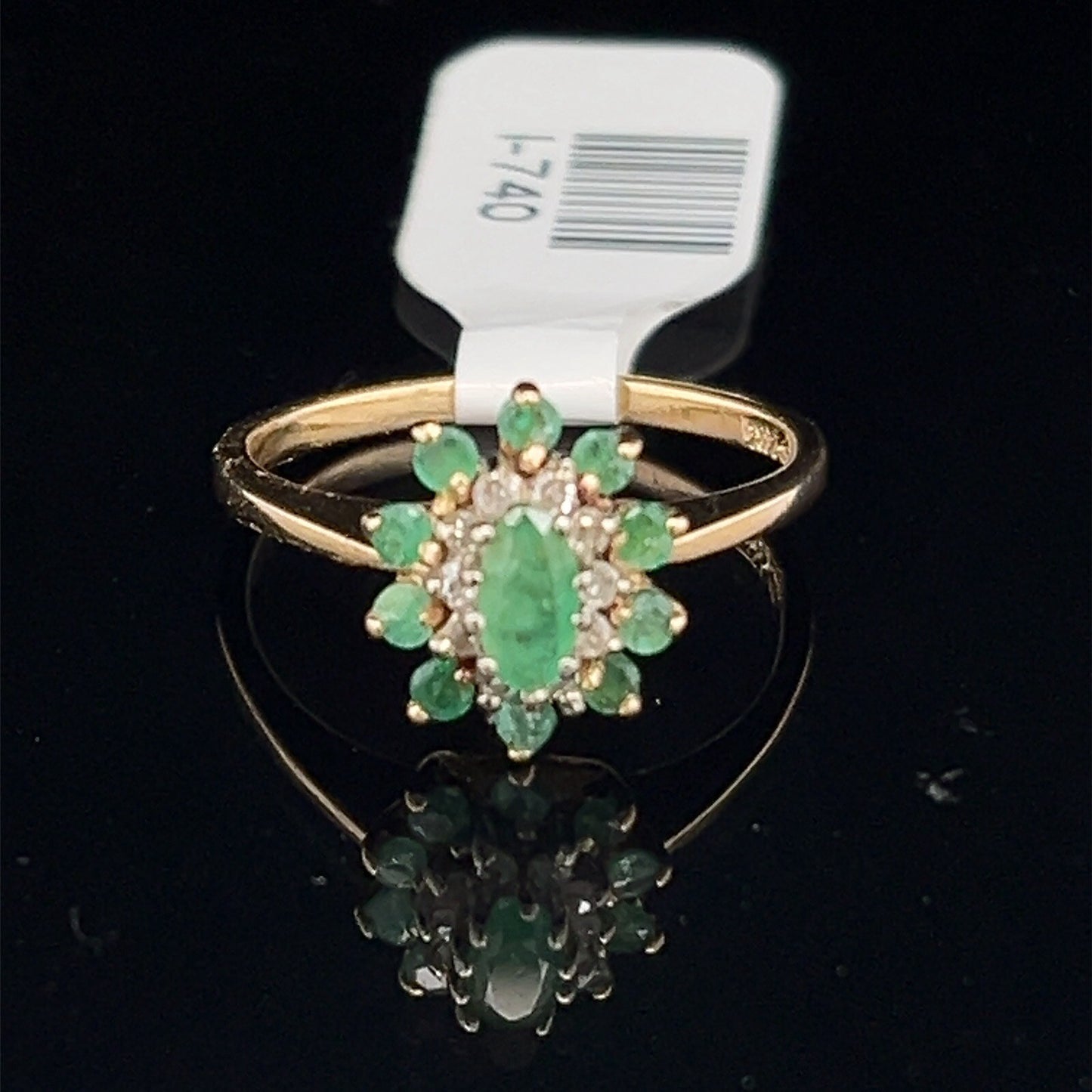 emerald and diamond ring 14 k gold preowned0