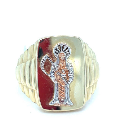 14k Tri Color Gold Santa Muerte Ring 6.00g Size 100