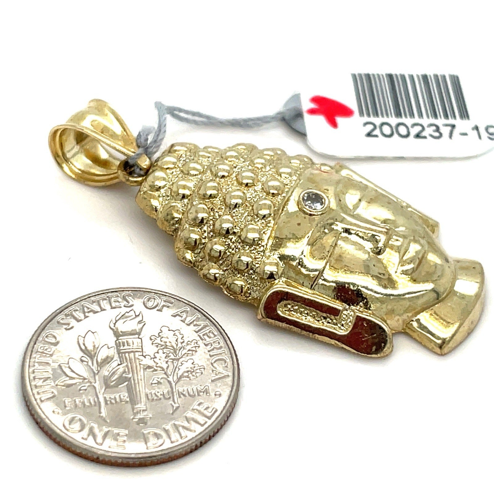 10k Yellow Gold CZ Buddha Head Pendant 4.10g1