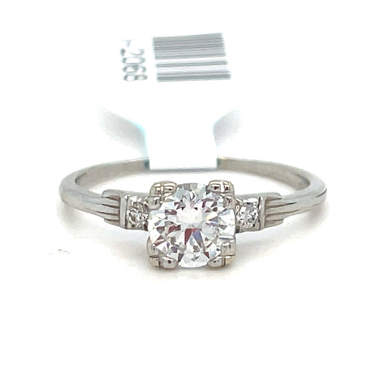 Platinum Women’s Old Cut Diamond Ring E VVS2 .73CT 3.16g Size 7.5” W/ Appraisal0
