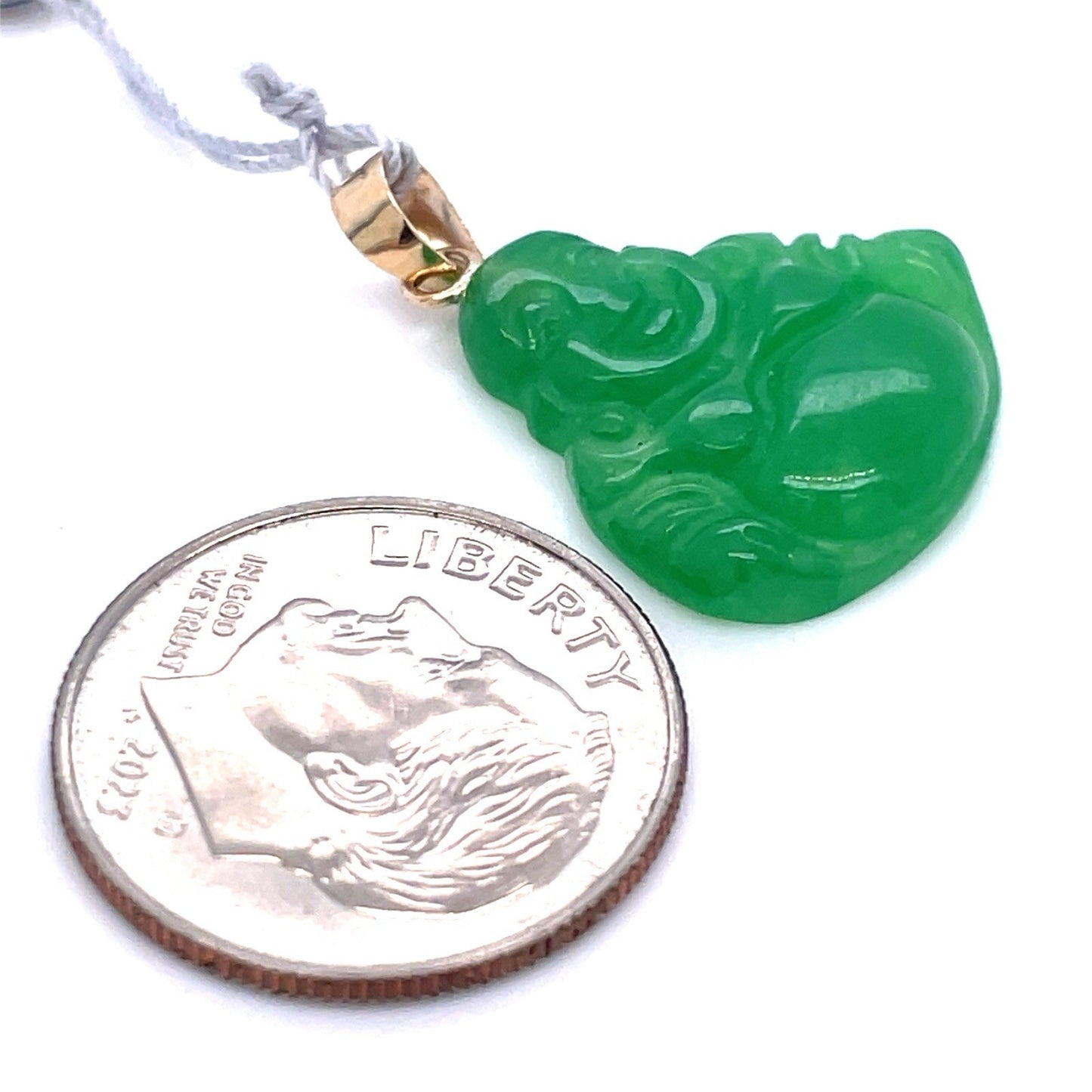 14k Yellow Gold Green Buddha Pendant 2.10g 2