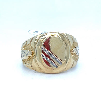 14kt Yellow Gold Round Virgin Mary On Sides Ring 6.40g Size 100