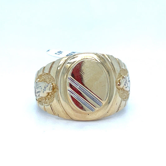 14kt Yellow Gold Round Virgin Mary On Sides Ring 6.40g Size 100