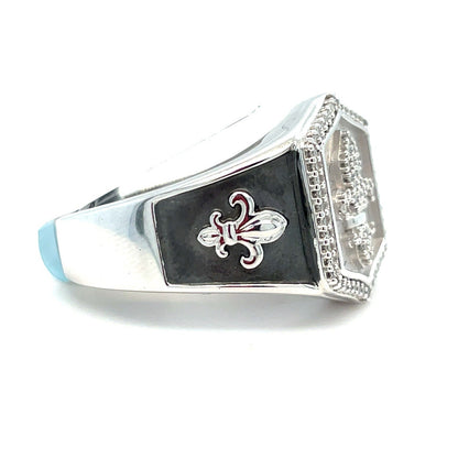 925 Sterling Silver Fluer De Lis Diamond Ring 11.90g .20CTW Size 102
