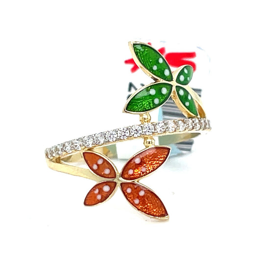 14K Yellow Gold Women’s CZ Flowers Ring 2.26g Size 70