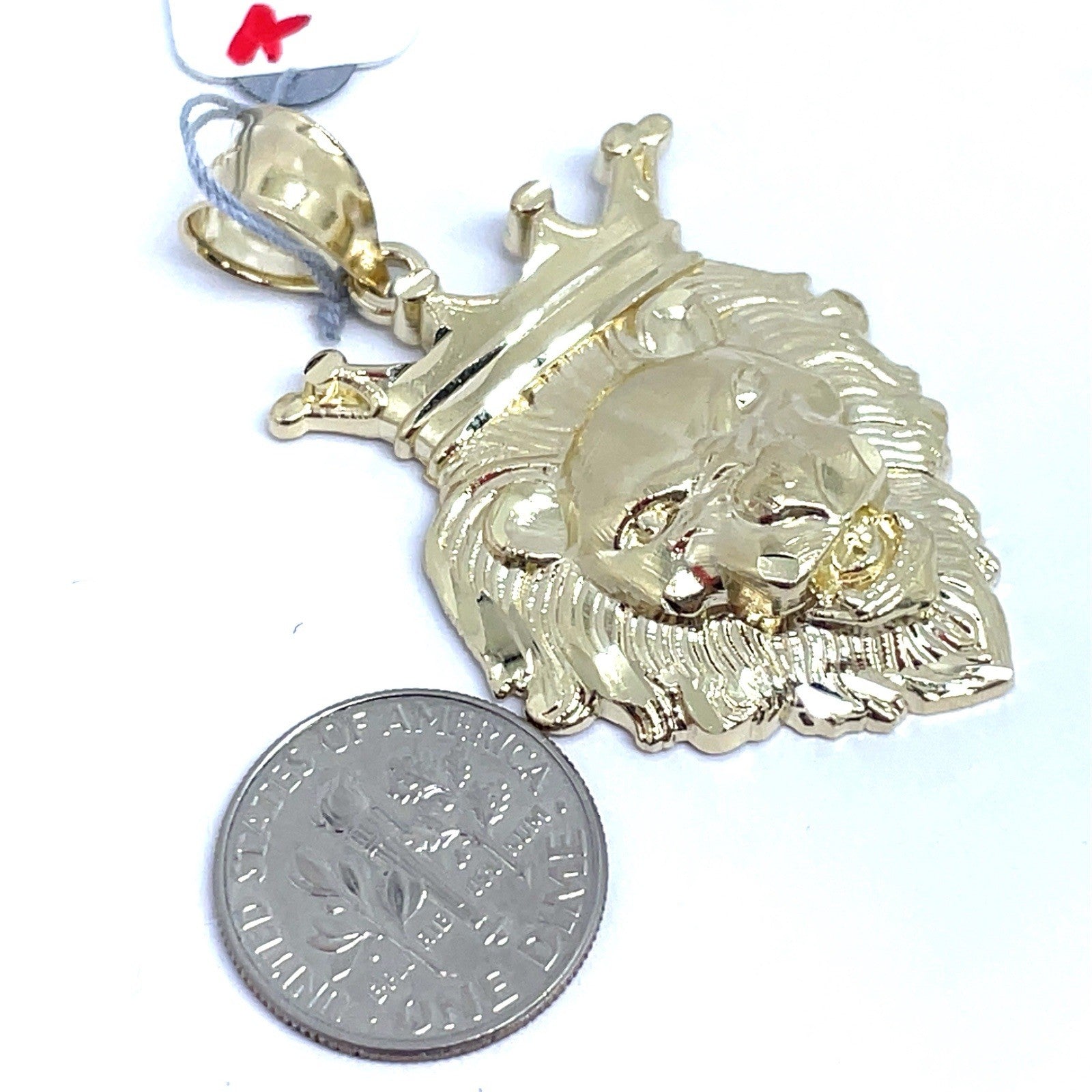 10k Yellow Gold Lion Face With Crown Pendant 5.74g 1