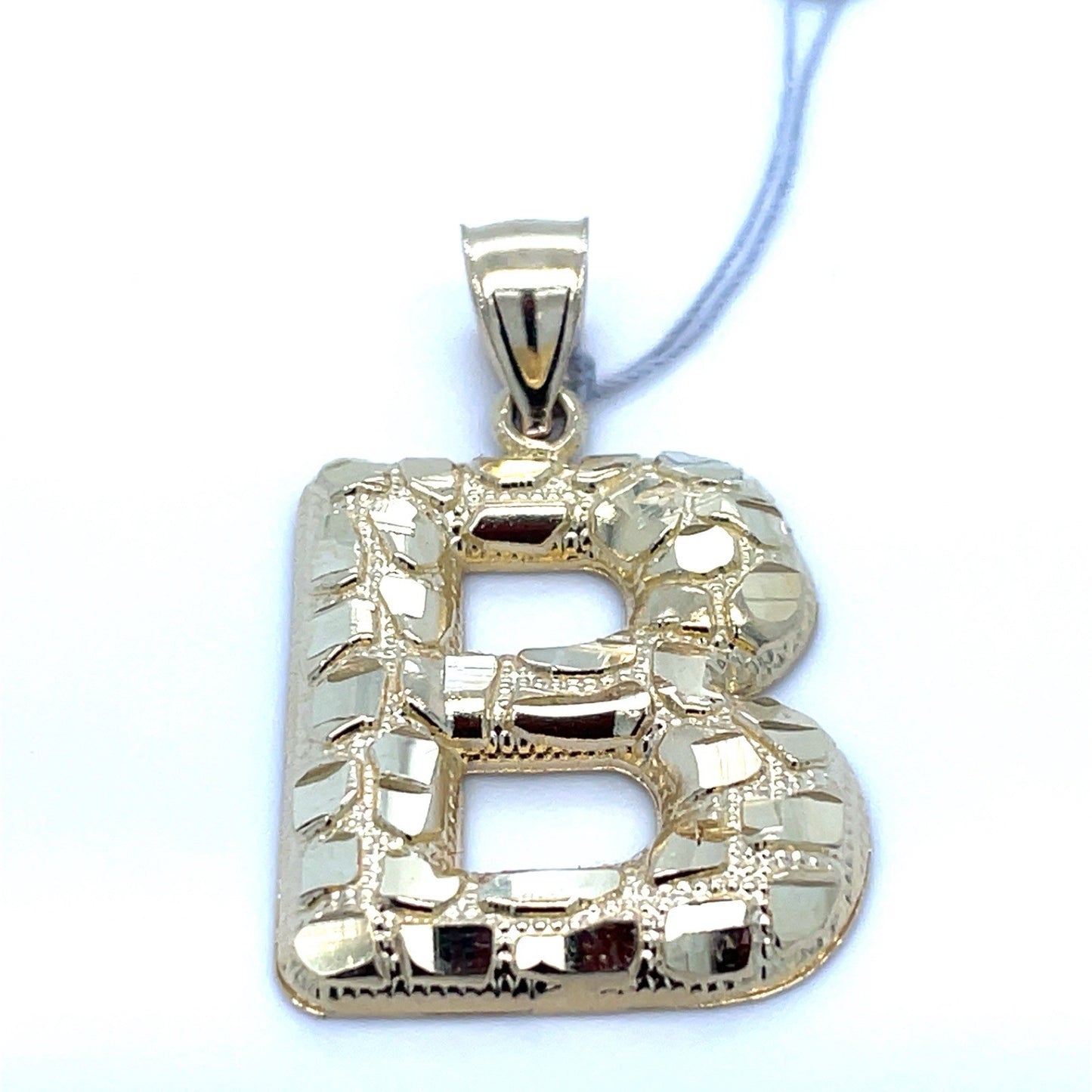 10k Yellow Gold Puff Nugget Letter B Pendant 3.40g1
