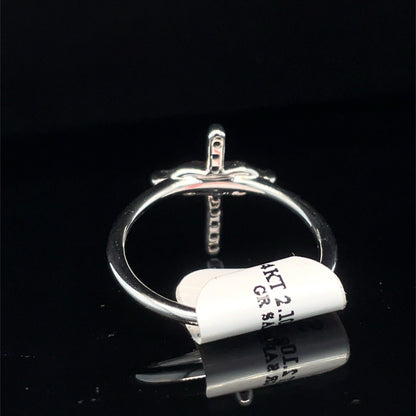 14k White gold Women’s Sapphire Cross Ring 2.10g Size 72