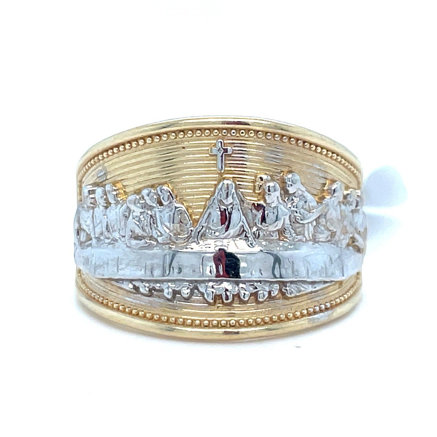 14k Two Tone Gold Men’s Last Supper Ring 6.06g Size 100