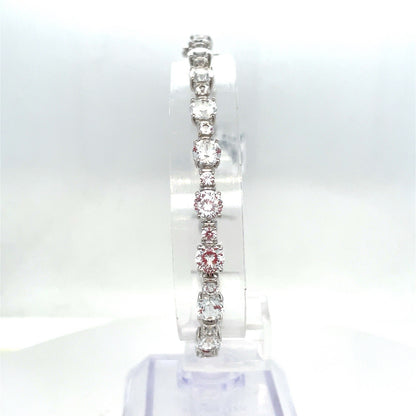 925 Sterling Silver Women’s CZ 7.5” Bracelet 9.60g 1