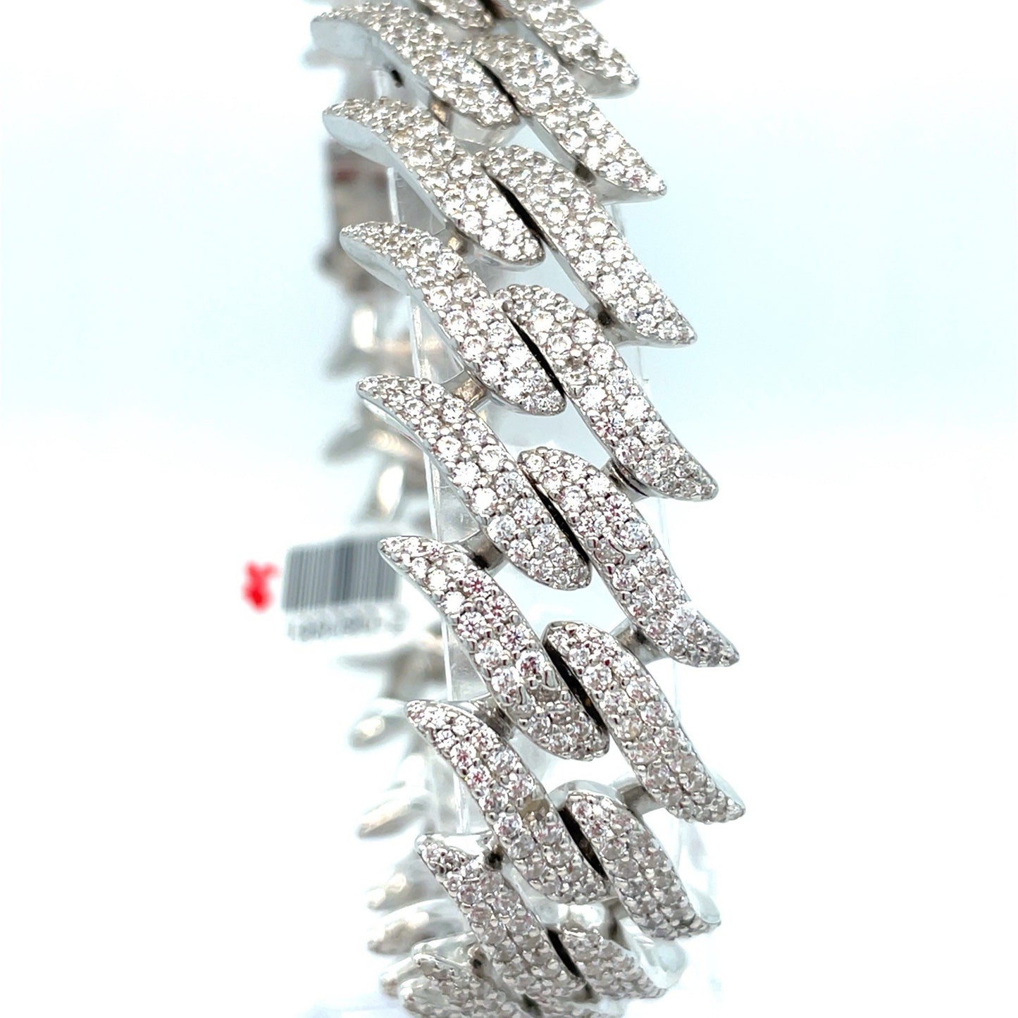 925 Sterling Silver 8” Barb Wire CZ Bracelet 70.80g 17.9mm3