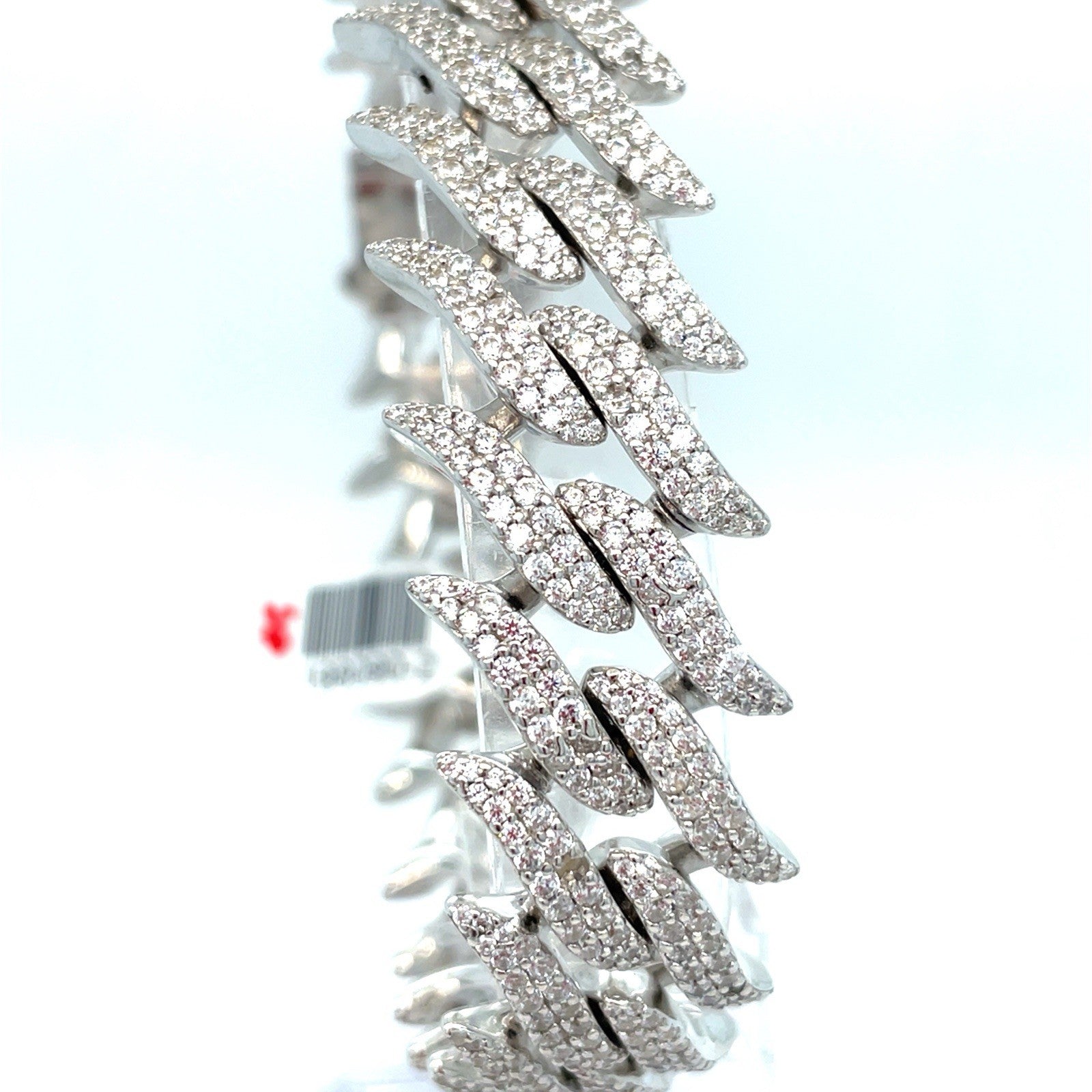 925 Sterling Silver 8” Barb Wire CZ Bracelet 70.80g 17.9mm3