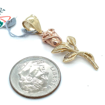 14k Two Tone Womens Rose Pendant 2.50g3