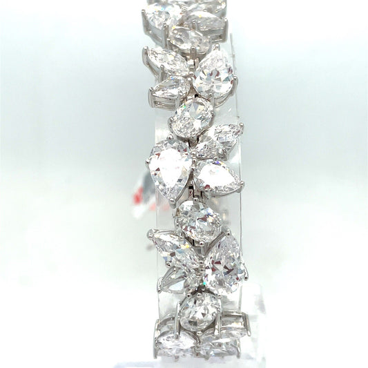 925 Sterling Silver CZ 7” Pear/Oval Design Bracelet0