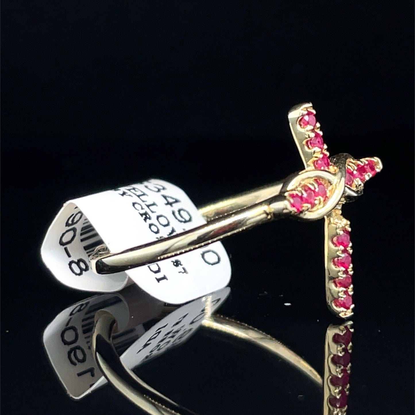 10KT Yellow Gold Ruby Cross Ring 2.10g Size 71