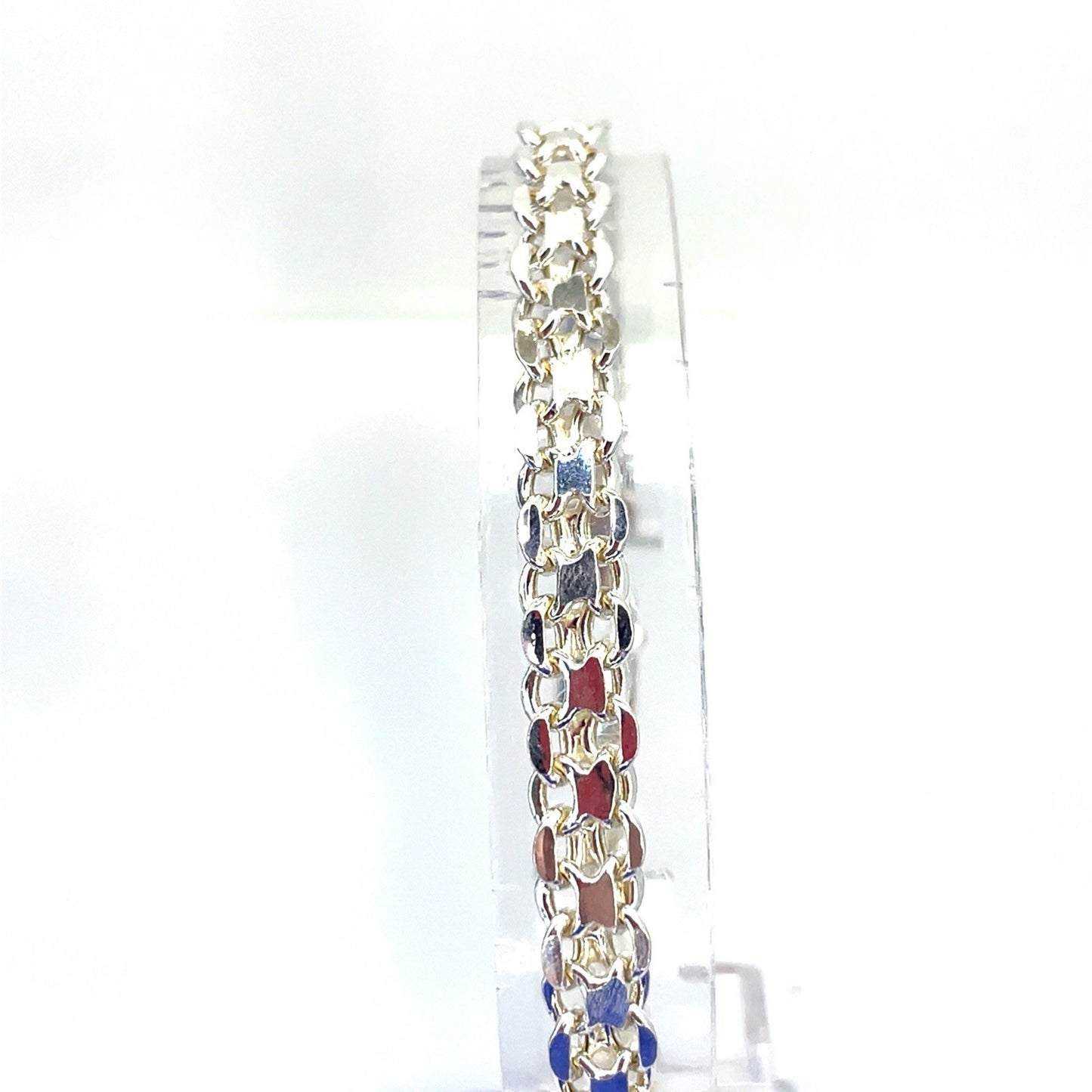 925 Sterling Silver 8” Double Link Bracelet 6.80g 6.5mm1