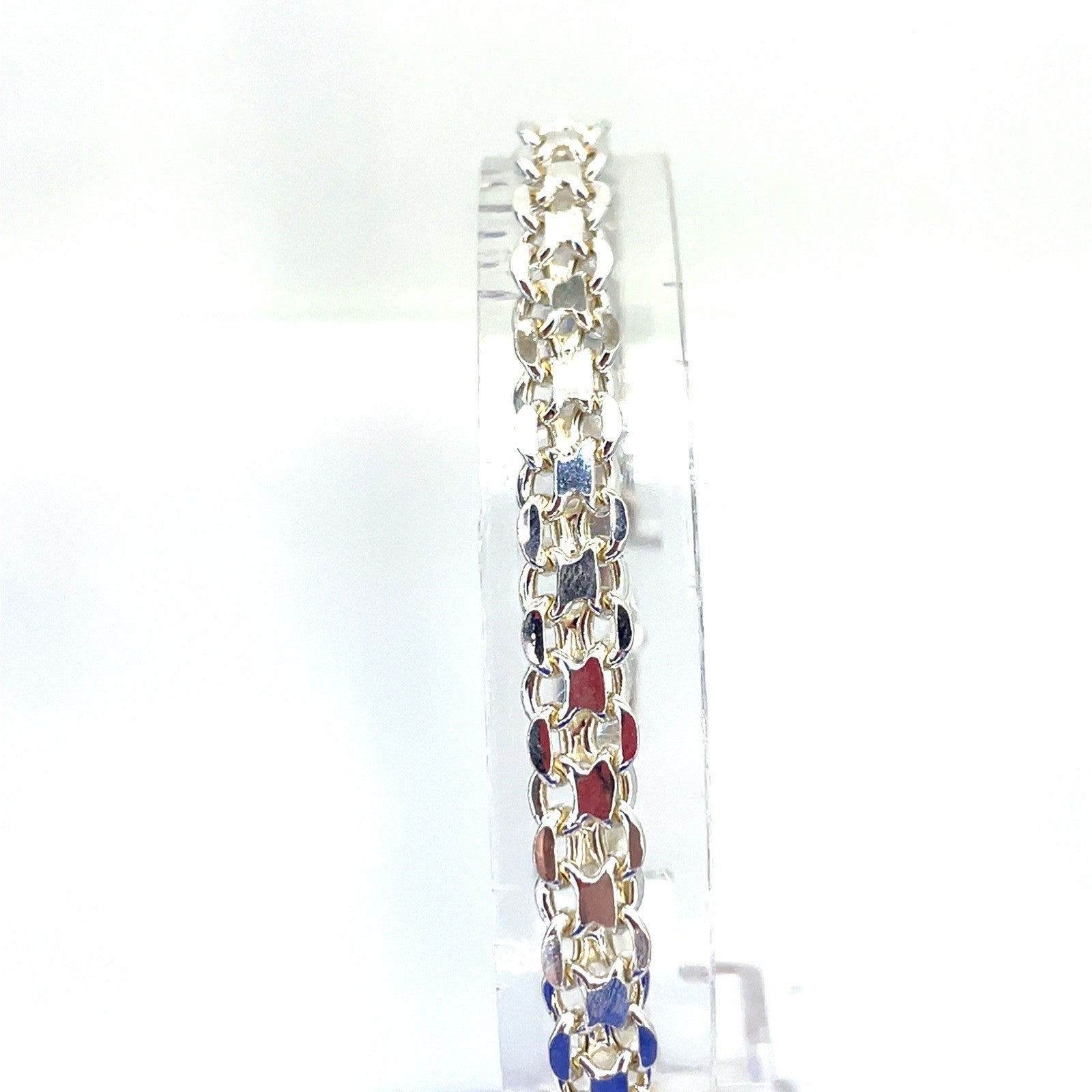 925 Sterling Silver 8” Double Link Bracelet 6.80g 6.5mm1