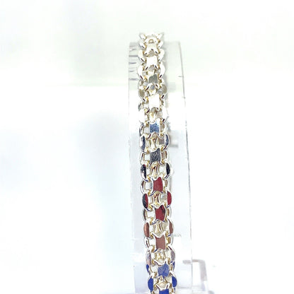 925 Sterling Silver 8” Double Link Bracelet 6.80g 6.5mm1