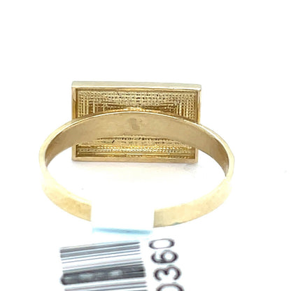 10k Yellow Gold Rectangle Last Supper Ring 1.76g Size 72