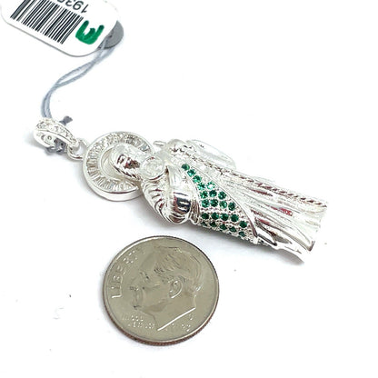 925 Sterling Silver CZ San Judas Pendant 23.10g 1