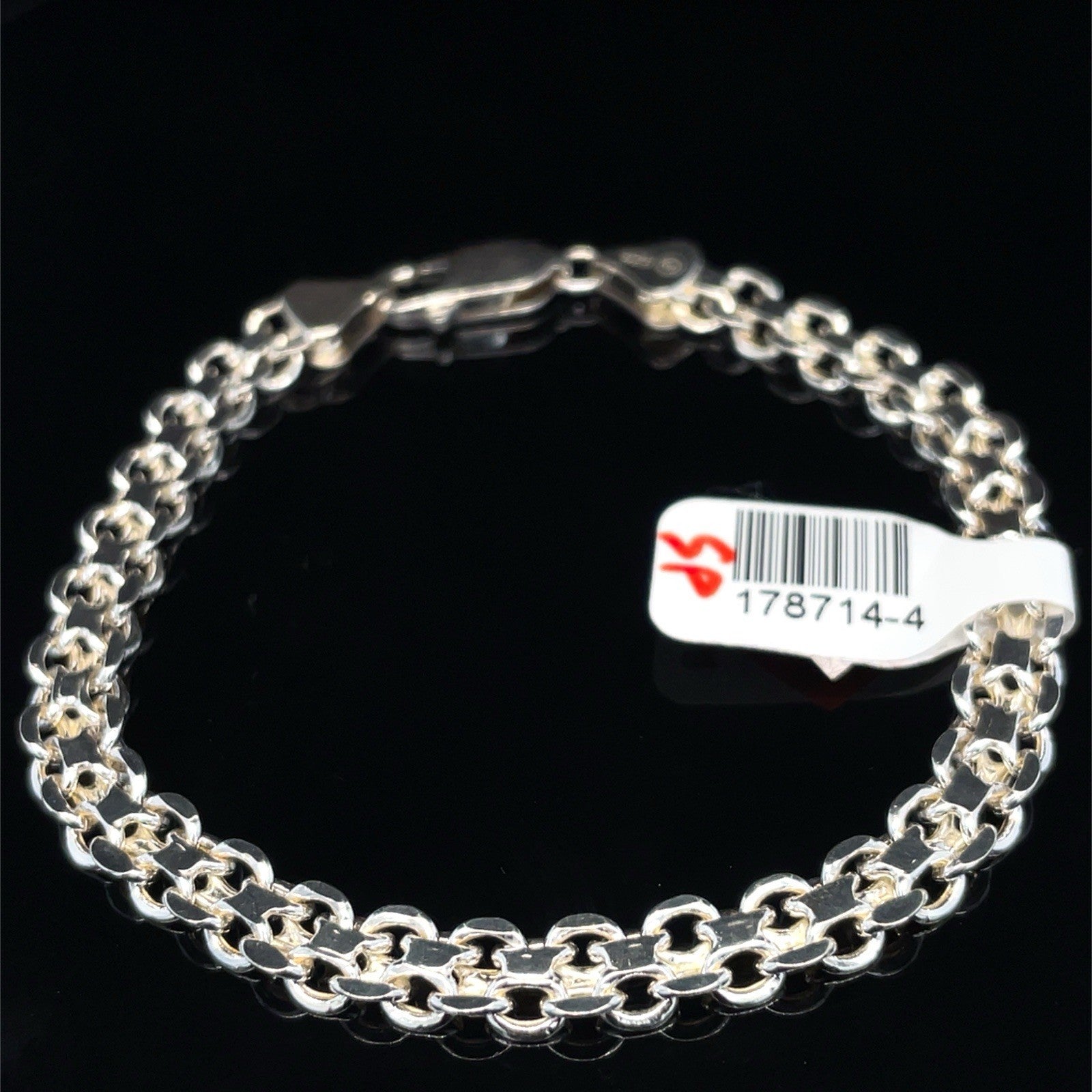 925 Sterling Silver 8” Double Link Bracelet 6.80g 6.5mm2