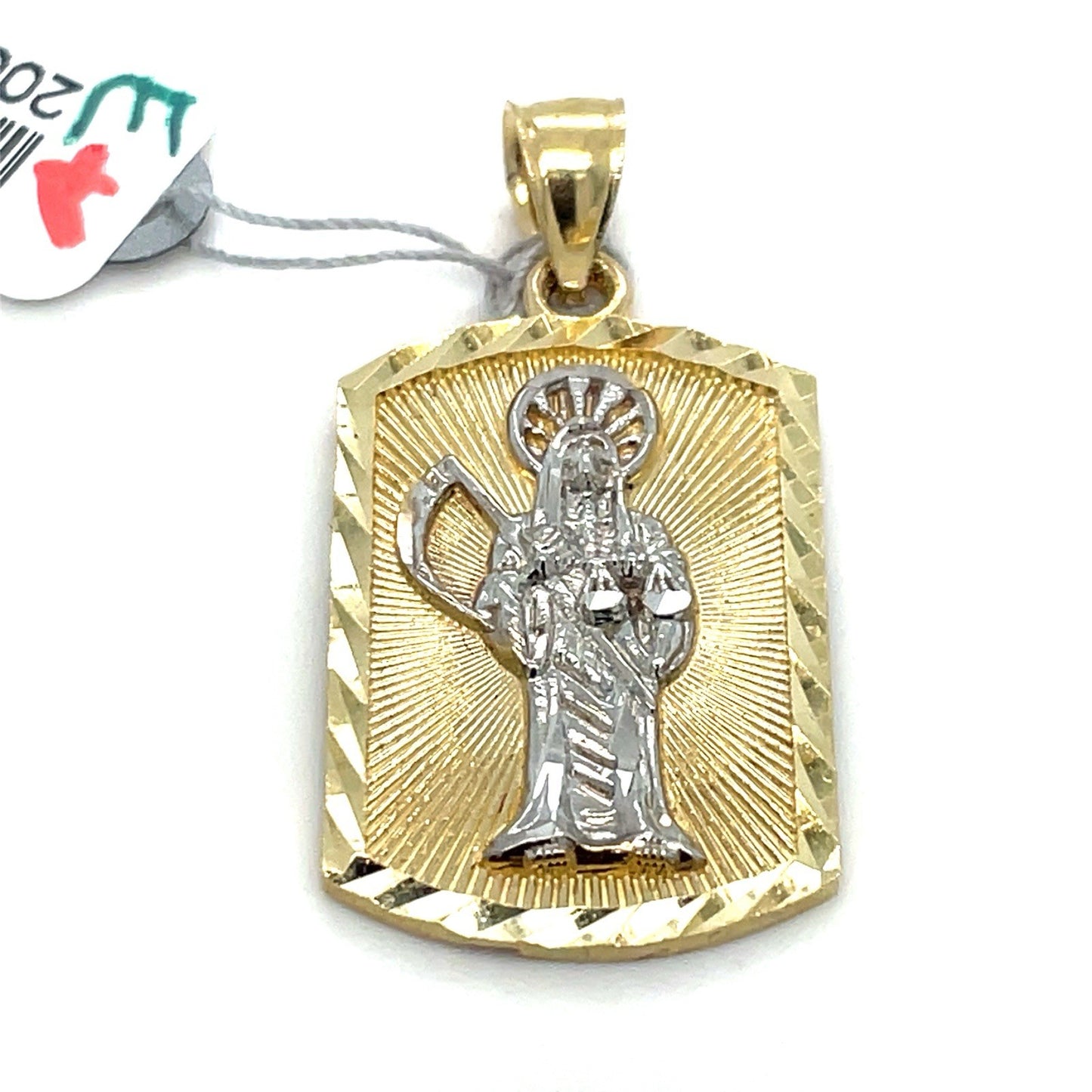 14k Two Tone Gold Santa Muerte Pendant 4.36g1