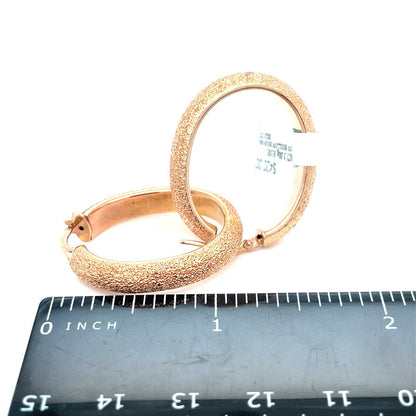 14k Rose Gold Women’s Hollow Hoop Sparkle Cut Earrings 3.00g 2