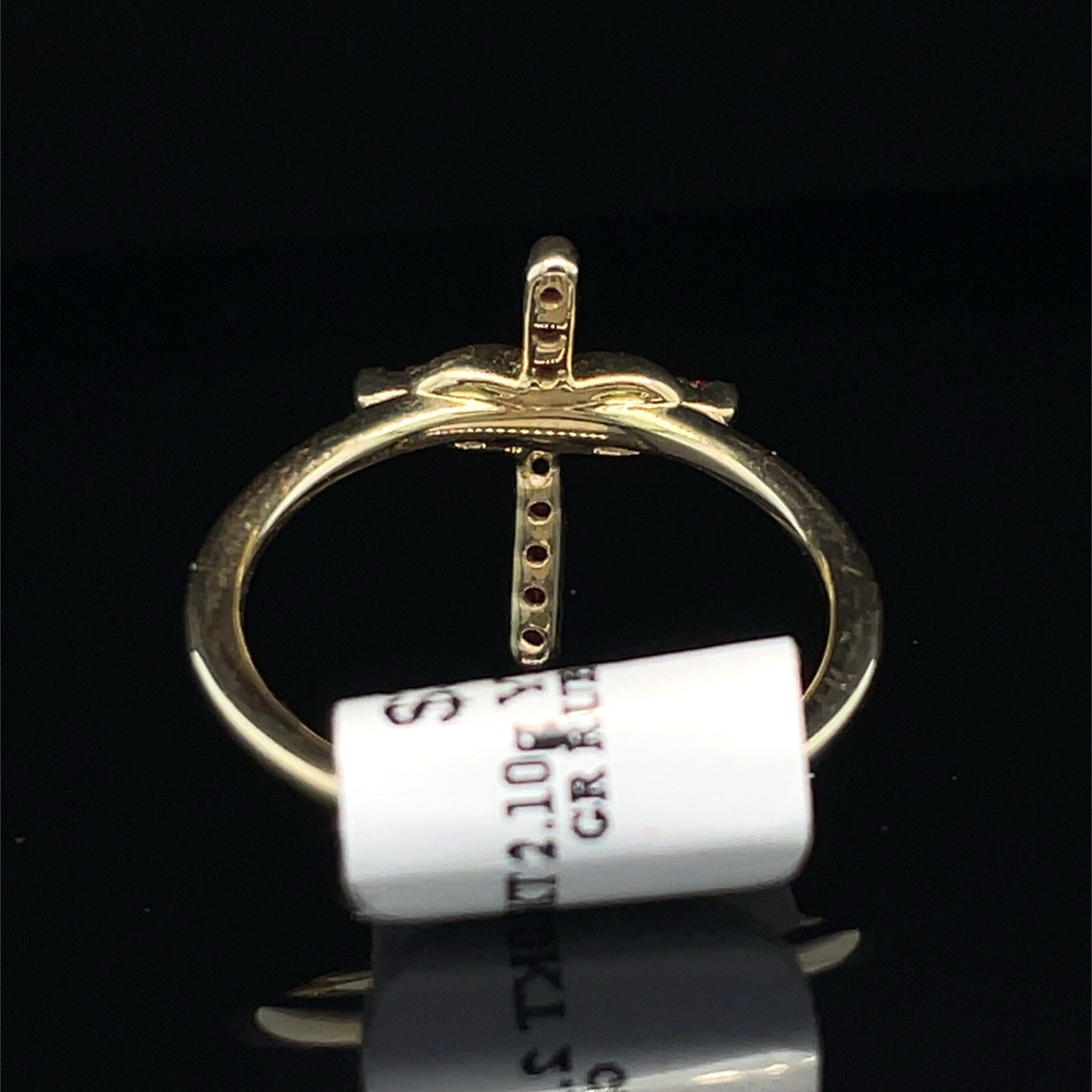 10KT Yellow Gold Ruby Cross Ring 2.10g Size 72