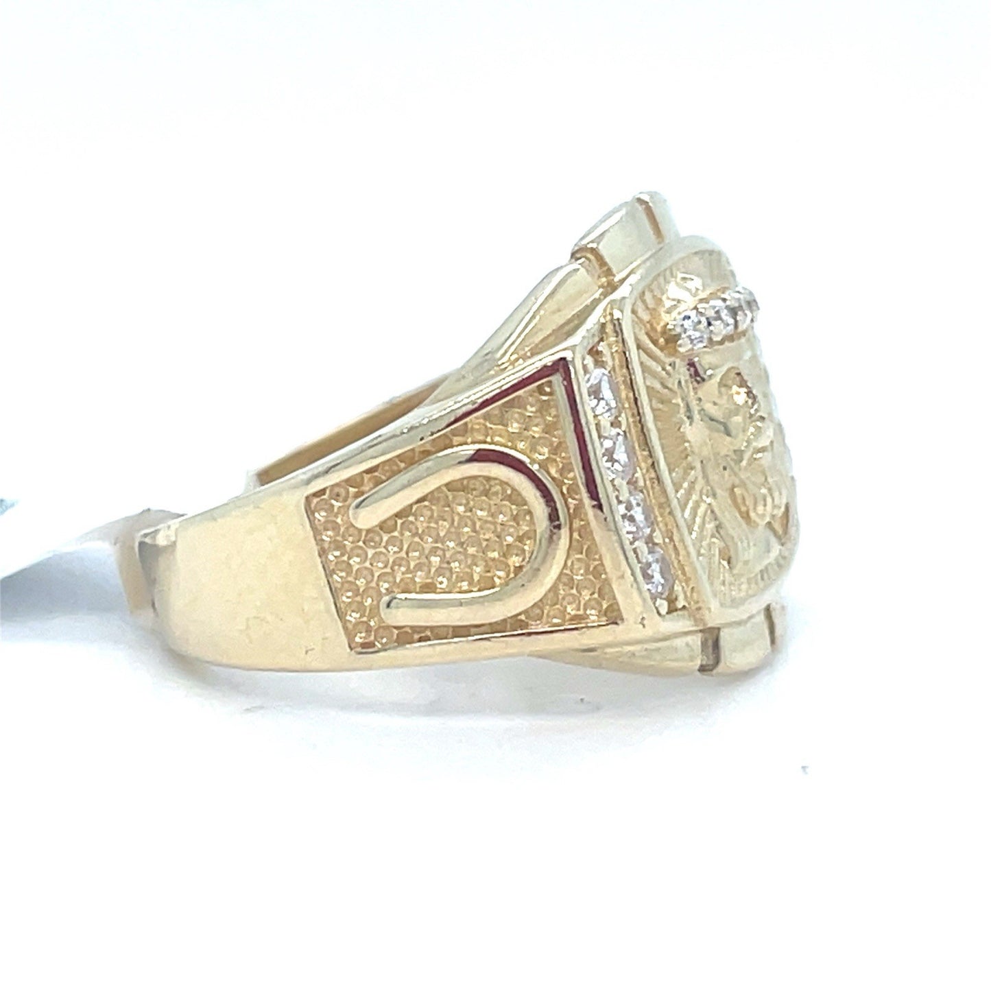 14k Yellow Gold CZ Jesus Ring 5.00g Size 71