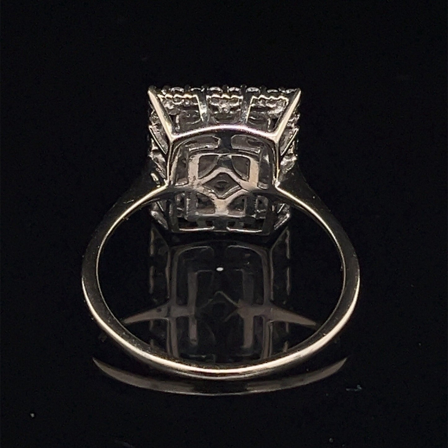 14 karat white gold rectangle diamond cluster ringG-H SI  .77 CTW size 74