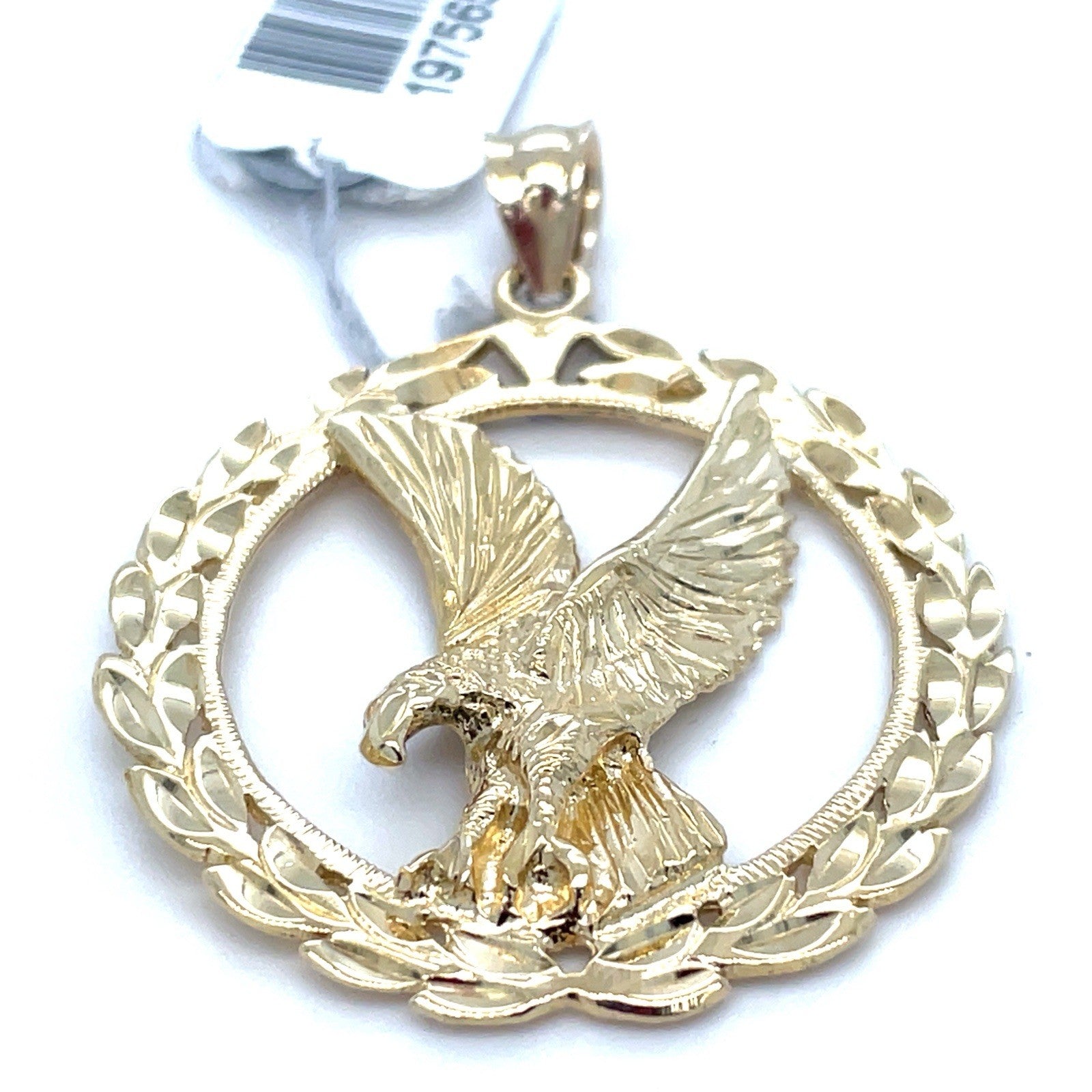 14k Yellow Gold Round Open Eagle Pendant 6.50g 1