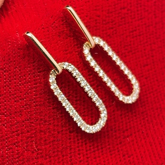 14 karat yellow gold diamond paperclip earrings G/H VS .3ctw2