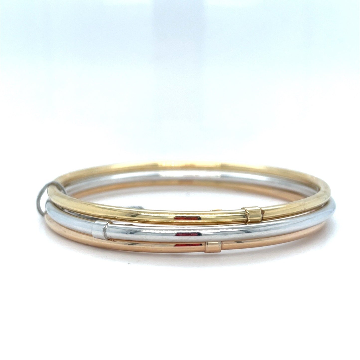 14kt Tri Color Gold Bangle Bracelet 3 Piece 8.70g 3mm 171433/30