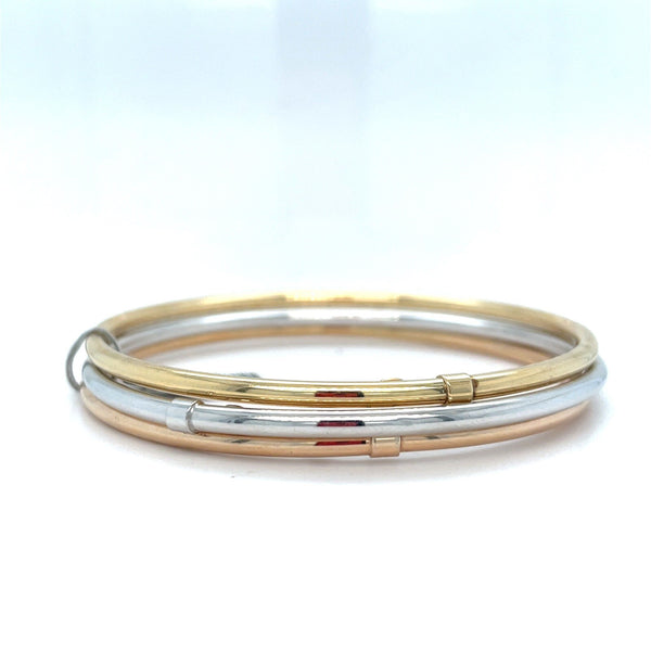 14kt Tri Color Gold Bangle Bracelet 3 Piece 8.70g 3mm 171433/30