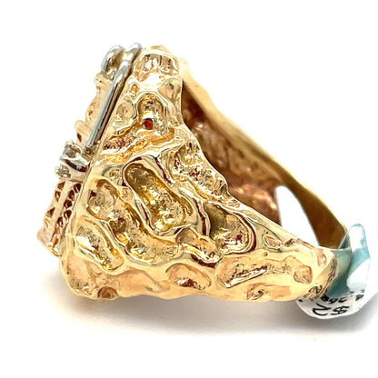 14k Yellow Gold Diamond Oil Rig Ring 14.26g Size 92