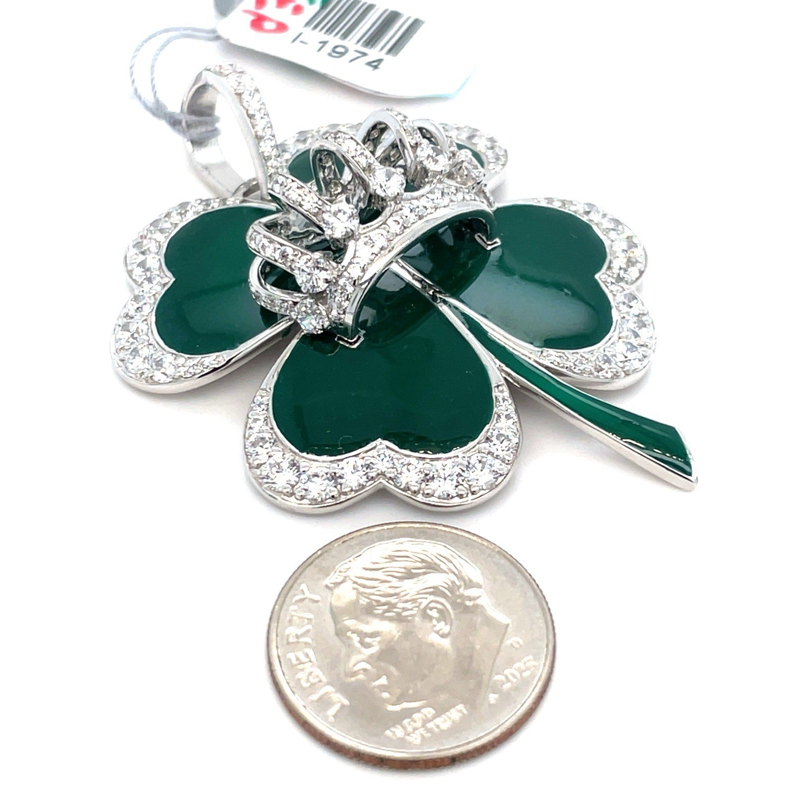 925 Sterling Silver CZ Clover King Pendant 16.20g 2