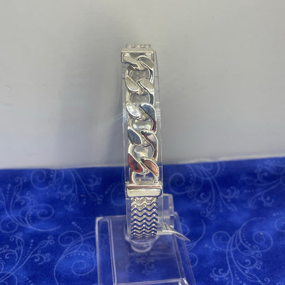 925 Sterling Silver 8” Satin ID Unique Style Bracelet 36.90g 0