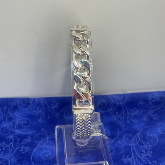 925 Sterling Silver 8” Satin ID Unique Style Bracelet 36.90g 0