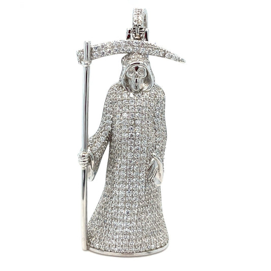 925 Sterling Silver CZ Santa Muerte Pendant 19.00g0