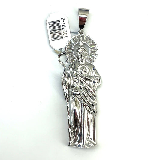 925 Sterling Silver CZ Large San Judas Pendant 16.60g0